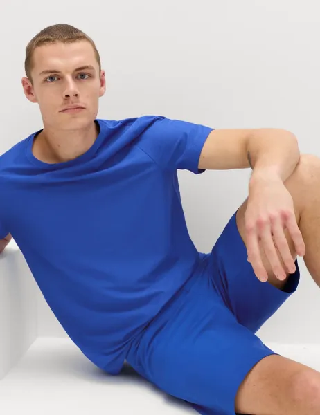 Goodmove Activewear Jacquard Mesh Stripe T-Shirt Cobalt