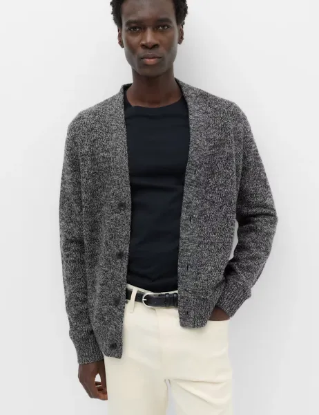 Marks & Spencer Lambswool Blend V-Neck Cardigan Grey