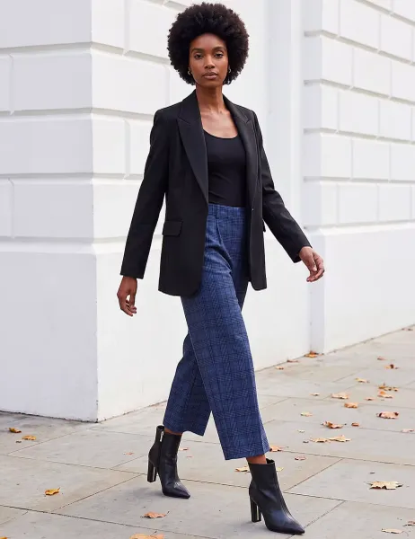 Roman Checked Culottes Dark Navy