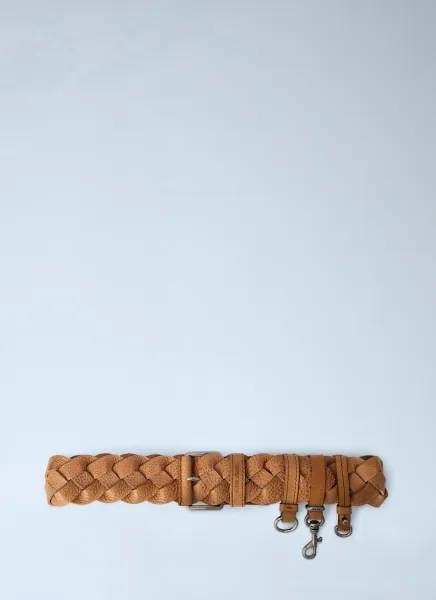Braided Leather Belt with Hook Attachments