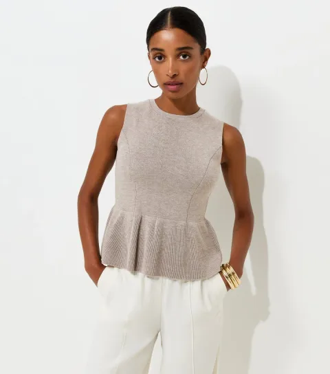 Women's Mink Compact Knit Peplum Waist Vest Top