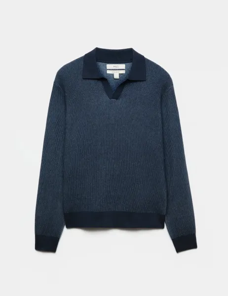 Marks & Spencer Air Yarn Plaited Open Neck Jumper Blue Mix