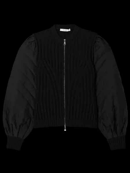Ribbed Wool Torre Cardigan Black