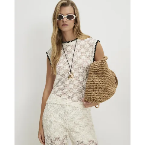 River Island Whipstitch Trim Crochet Tank Top