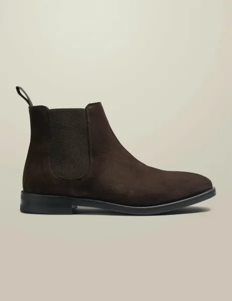 Charles Tyrwhitt Suede Chelsea Boots Chocolate