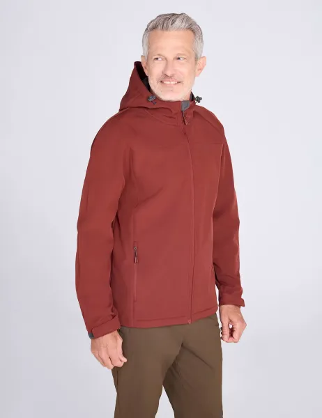 Water-Resistant Hooded Softshell Jacket Dark Red