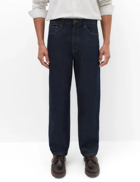 Marks & Spencer Authentic Relaxed Straight Fit Rigid Jeans Dark Indigo