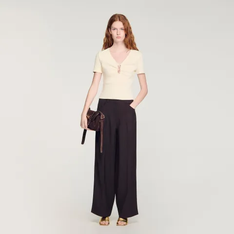 Jewelled cropped cotton T-shirt