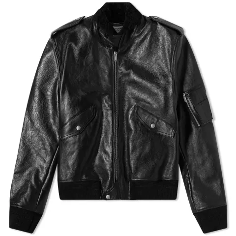 Leather Shearling Bomber Jacket