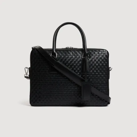 SANDRO Woven leather briefcase