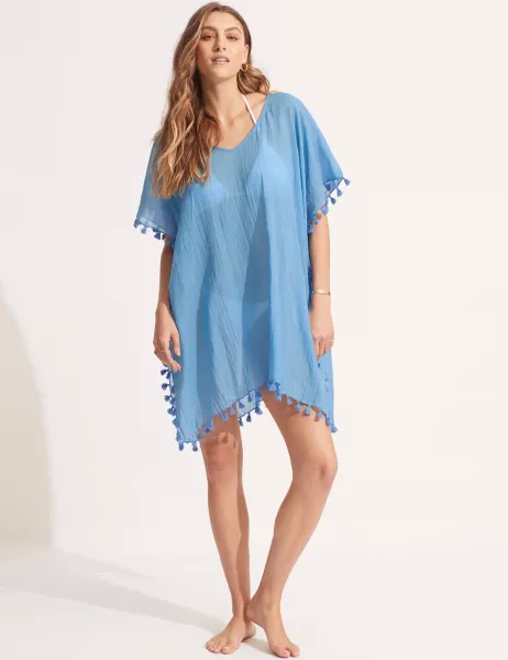 Seafolly Amnesia Pure Cotton Tassel Beach Cover Up Kaftan