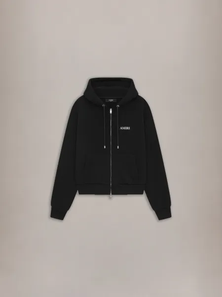 RELAXED ZIP UP HOODIE - BLACK