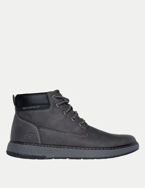 Skechers Garlan Deno Lace Up Ankle Boots Charcoal
