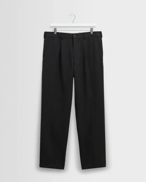 Aubyn - Charcoal Wool Blend Twill Pleated Trousers