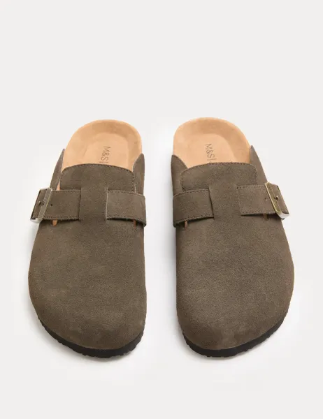 Marks & Spencer Suede Corkbed Mule Light Khaki