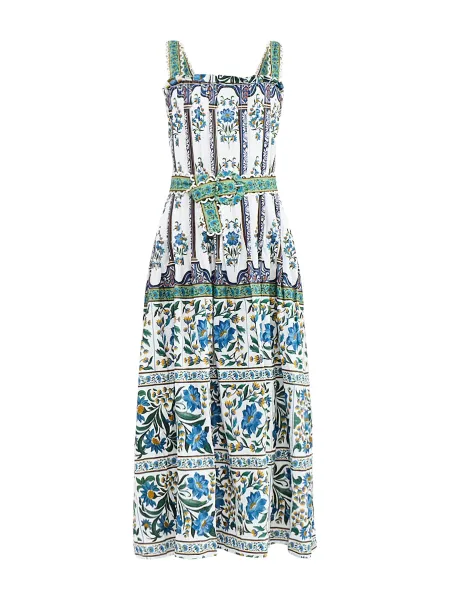 Farm Rio Manoela Sleeveless Belted Maxi Dress