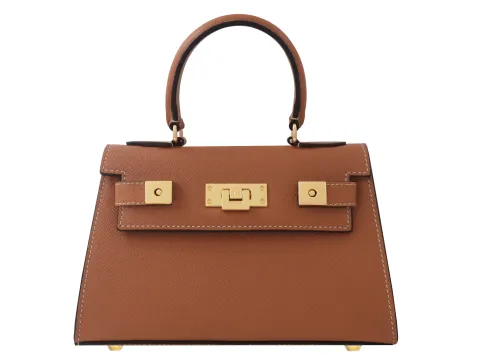 Maya Mignon Dolomite Pebble Print Calf Leather Handbag - Tan - 2