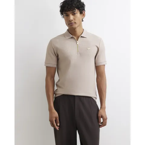River Island Muscle Fit Textured Polo Shirt
