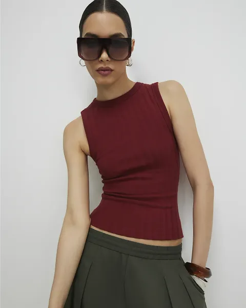 River Island Cotton Blend Ribbed Tank Top