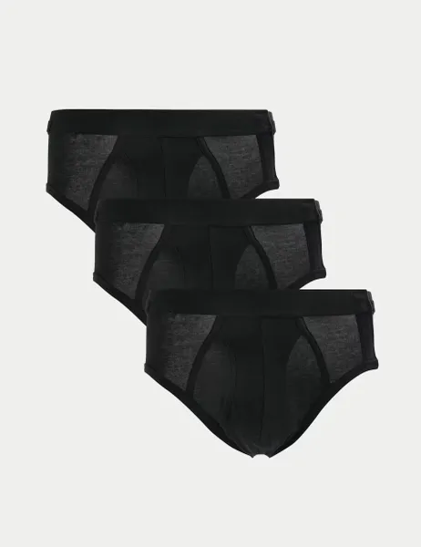 Marks & Spencer 3 Pack Adaptive Cotton Rich Cool & Fresh Briefs Black