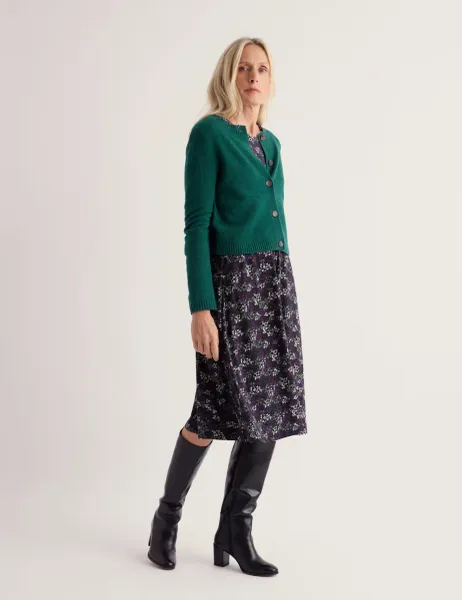 Seasalt Cornwall Merino Wool Rich Crew Neck Cardigan Dark Green