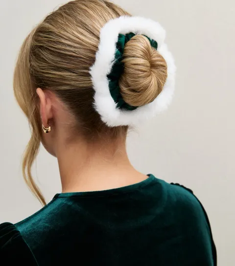 New Look Bright Green Christmas Satin Santa Scrunchie
