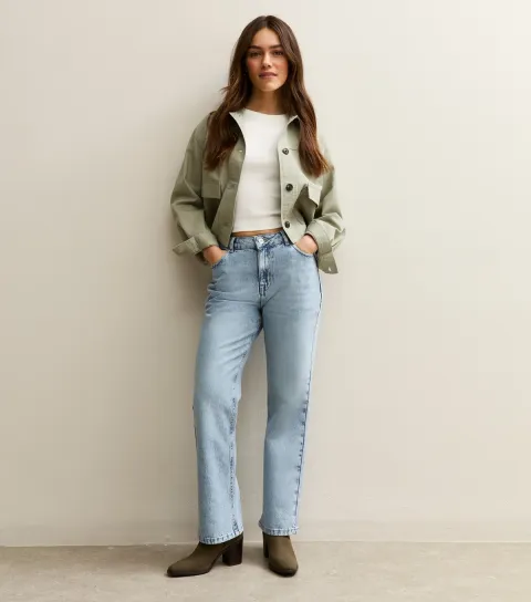 New Look Women's Petite Light Blue Anica Straight Leg Jeans