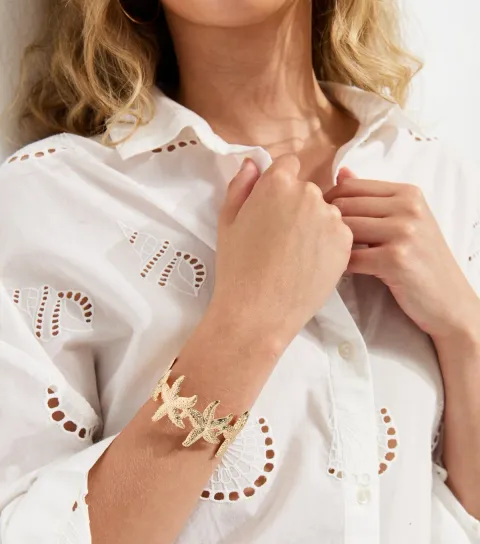 Gold Tone Starfish Metal Cuff