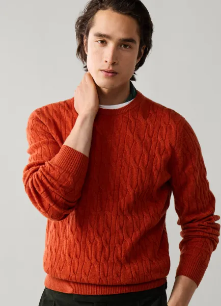 Hackett Lambswool Cable Knit Crew Neck Jumper