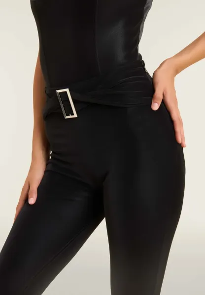 Freddy WRUP Velvet Leather with Buckle - High Waisted - Full Length - Black