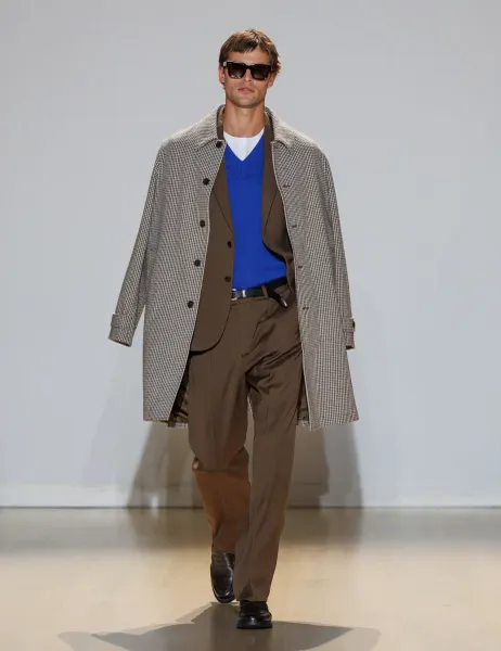 Marks & Spencer Wool Blend Houndstooth Coat Brown Mix