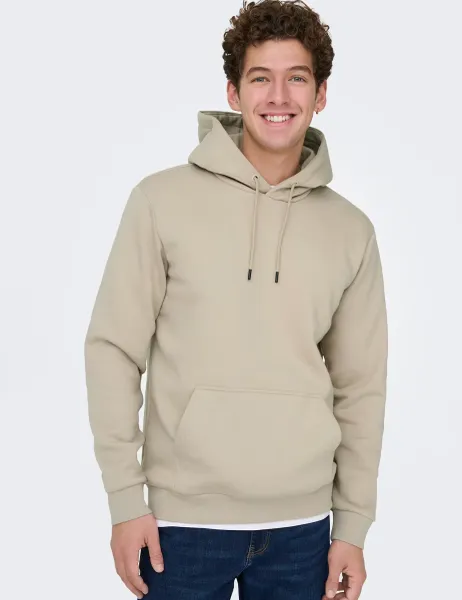 Only & Sons Cotton Rich Hoodie Beige