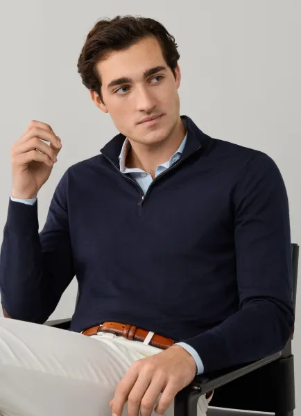 Cotton-Cashmere Quarter Zip Jumper