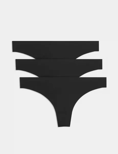 Body by M&S 3 pack Body Invisibles No VPL Thongs Black