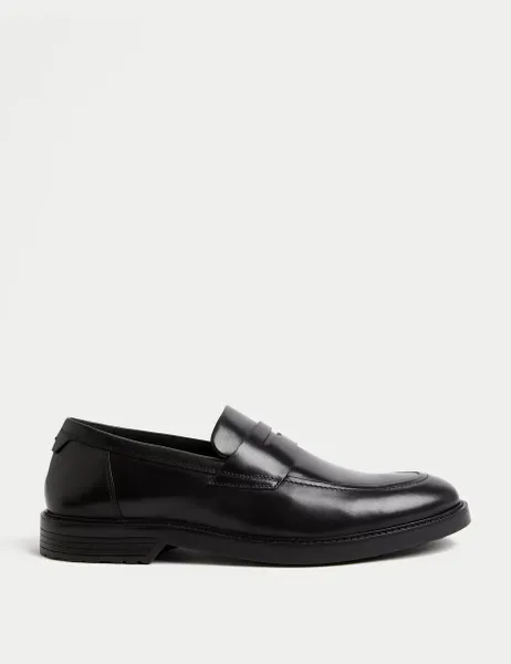 Marks & Spencer Airflex Leather Slip-On Loafers Black