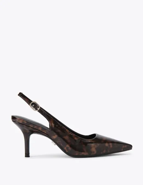 Carvela Patent Animal Print Stiletto Heel Slingbacks Black Mix