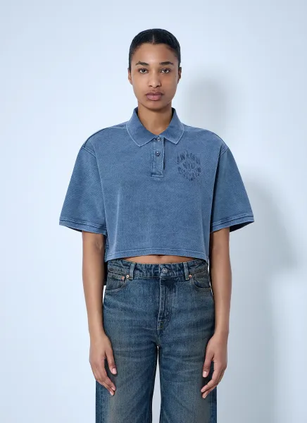 Cropped Piqué Polo T-Shirt