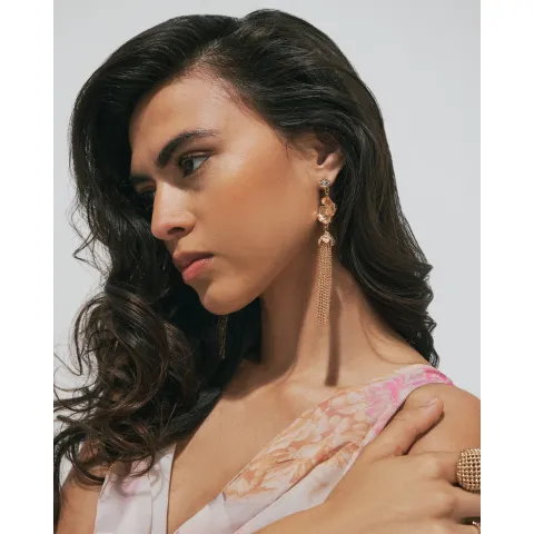 River Island Flower Tassel Drop Earrings