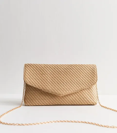 Stone Woven Envelope Clutch