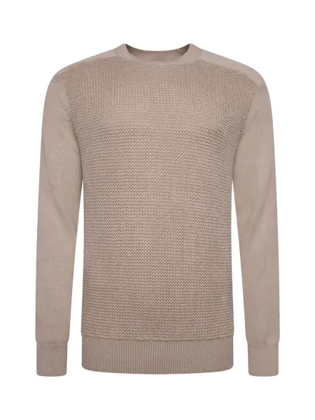 Men Honeycomb-Knit Cotton-Blend Jumper Beige