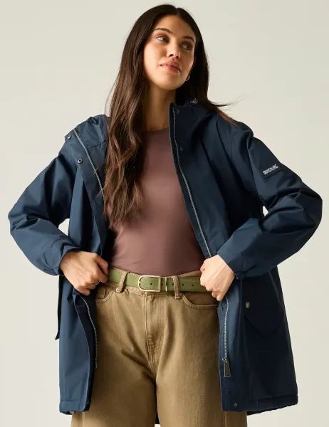 Regatta Brielly Waterproof Insulated Hooded Raincoat Navy