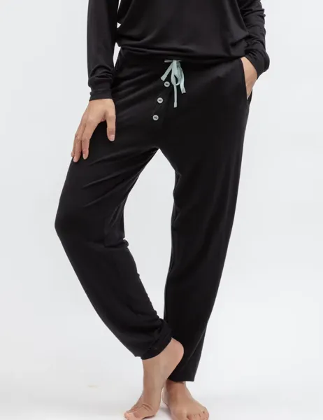 Cyberjammies Modal Rich Cuffed Hem Pyjama Bottoms Black