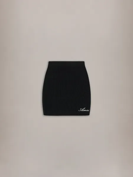WOMEN - WOMEN'S SCRIPT RIB KNIT MINI SKIRT - Black
