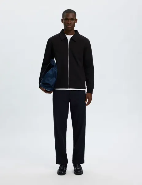 Selected Cotton Rich Zip Up Jacket Black