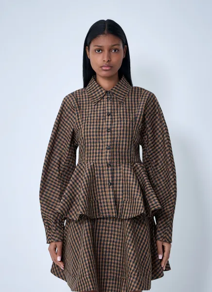 Crinkle Peplum Shirt