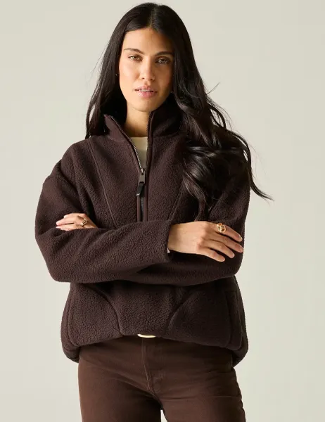 Regatta Frankie Borg Funnel Neck Longline Sweatshirt Dark Brown