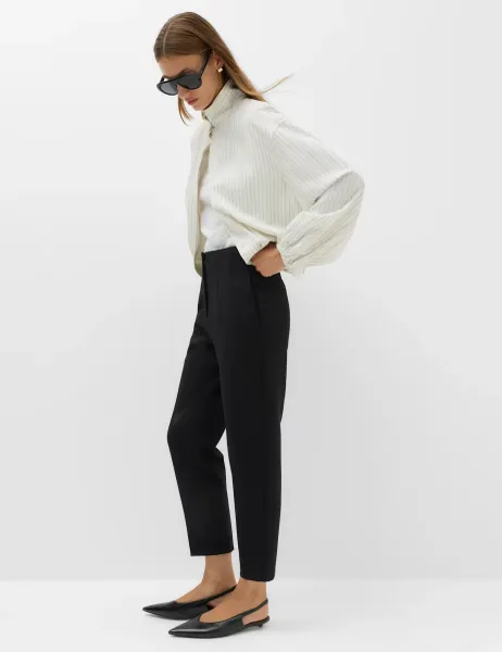 Marks & Spencer Tapered Ankle Grazer Trousers Black