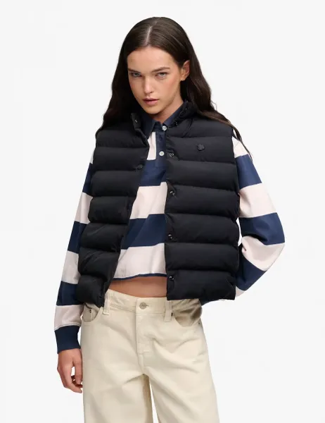 Superdry & Co Padded High Neck Cropped Gilet Dark Blue