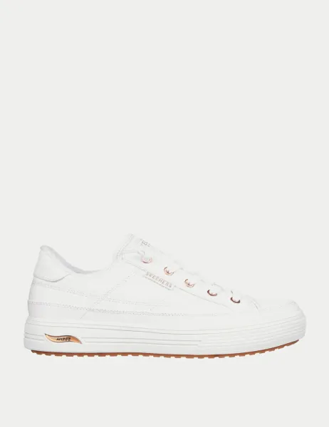 Skechers Arch Fit Arcade Meet Ya There Canvas Trainers White