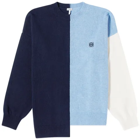 Asymmetric Colour Block Crew Knit